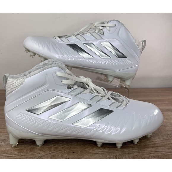 adidas Other - Adidas Shoes Mens Size 11.5 White Silver Football Cleats NASTY 20 Mid Sports